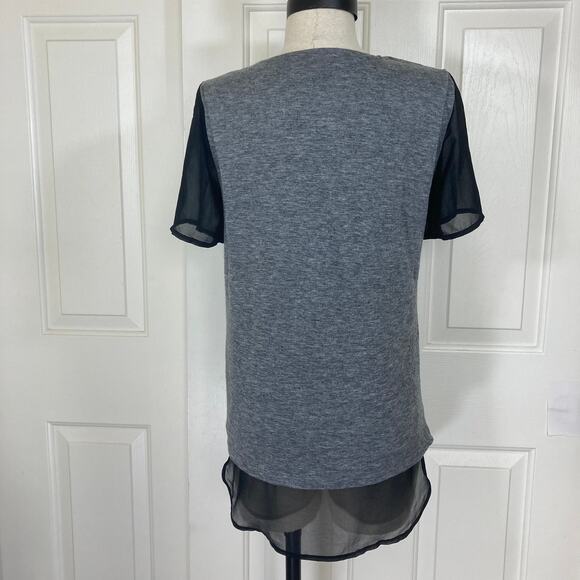 Armani Exchange women's layered tee soft wool jersey chiffon short sleeve top - Picture 5 of 11